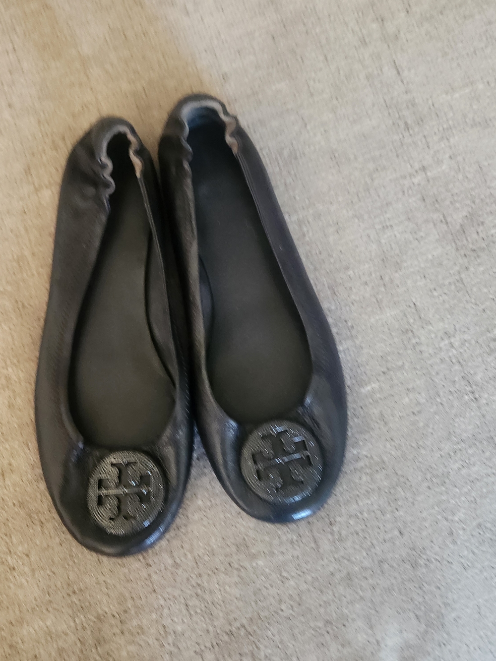 Tory Burch Black Logo Ballet Flats